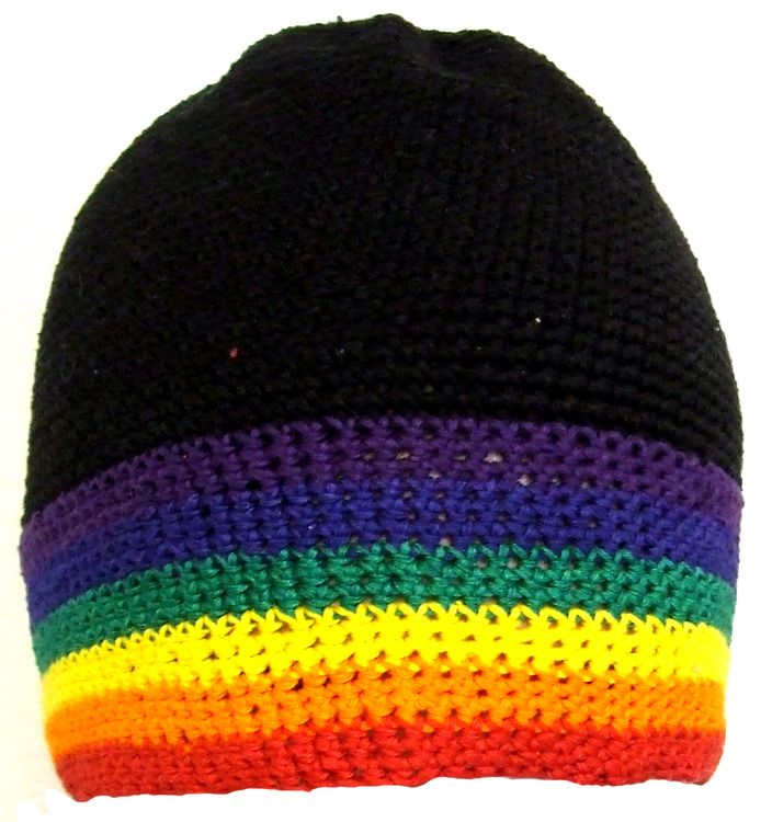 Rainbow Black Top Crochet Winter Cap Lgbt Gay And Lesbian Pride Hat